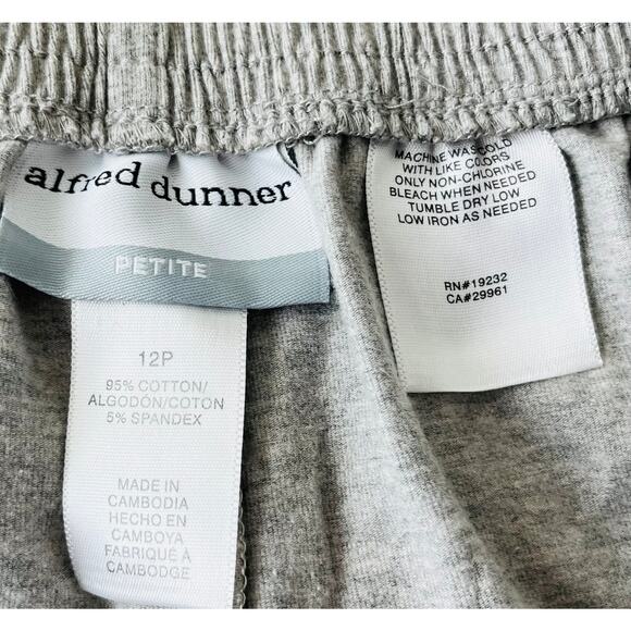 ALFRED DUNNER ACTIVEWEAR PANTS, WOMENS, 12P, HEATHER GREY W/ WHITE LACE TRIM - Picture 8 of 8